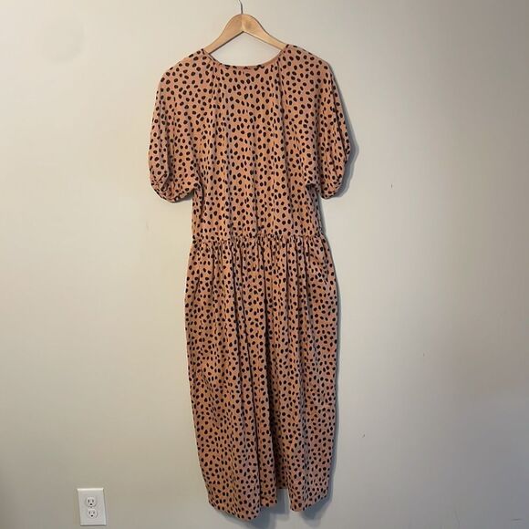 ASOS Design Gathered Neck Midi Dress in Leopard Print Size 8 - Picture 8 of 9